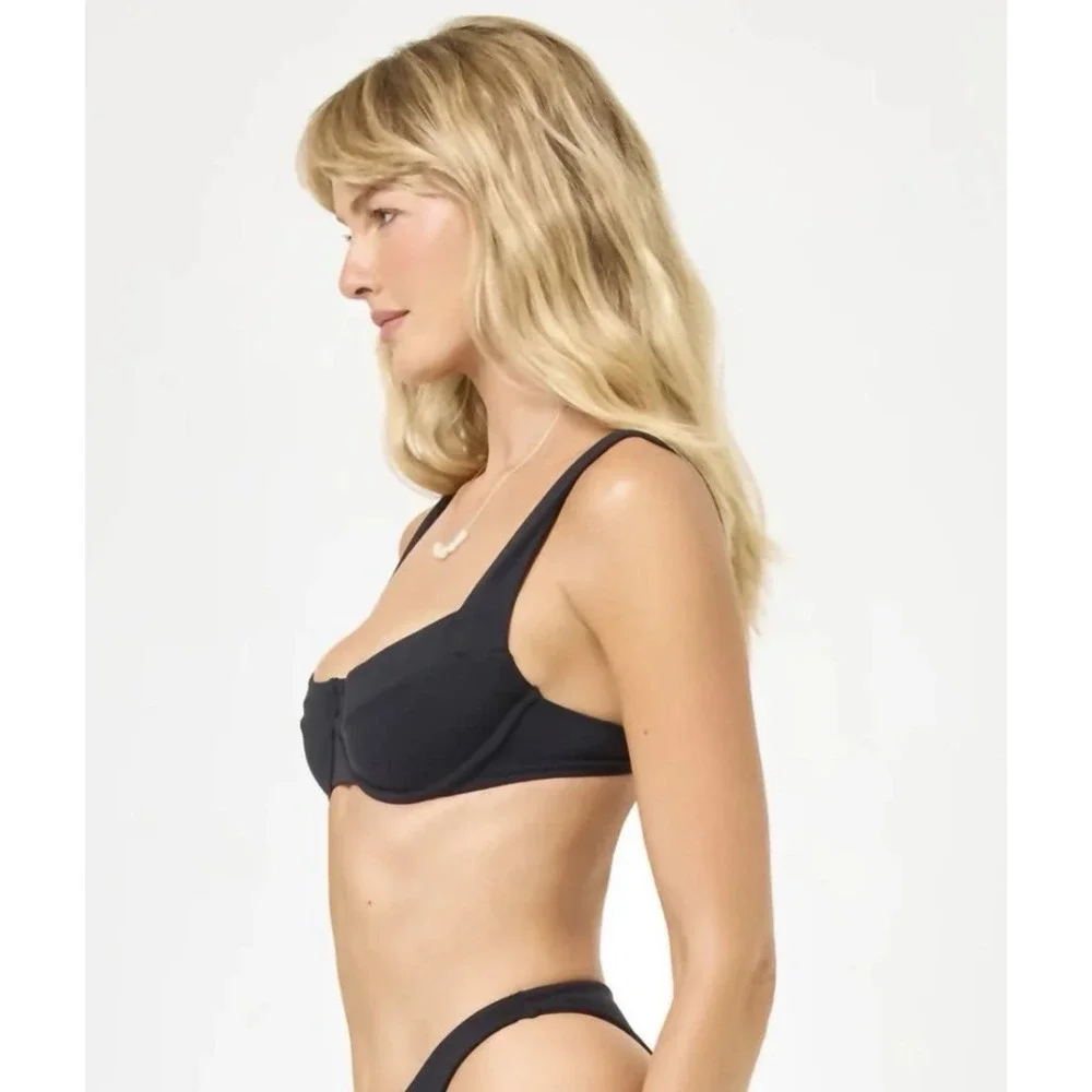 L*Space Coast To Coast Bikini Top, Black, Small, NWT